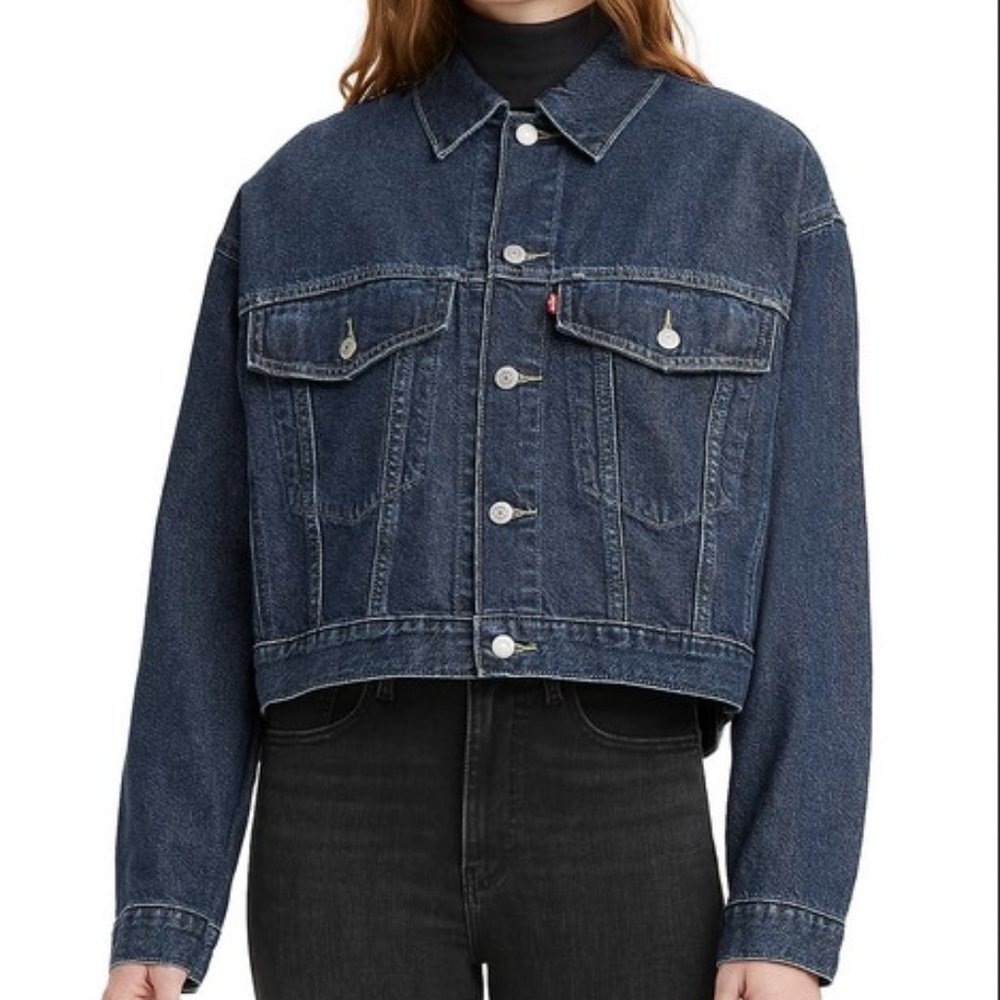 NWT Levi's Oversized Cropped Denim Trucker Jacket MSRP $79.50 Eco Ocean